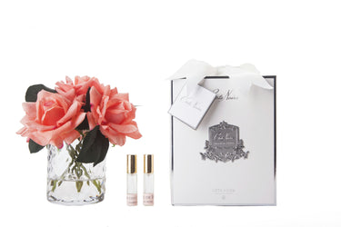 Cote Noire - Herringbone Flower - 5 French Roses - Clear - White Peach - HCF35